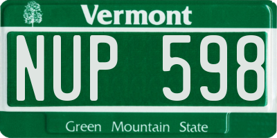 VT license plate NUP598