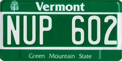 VT license plate NUP602