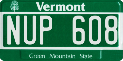 VT license plate NUP608