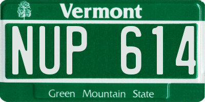 VT license plate NUP614