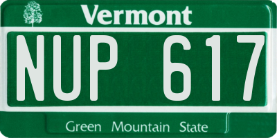 VT license plate NUP617