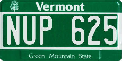 VT license plate NUP625