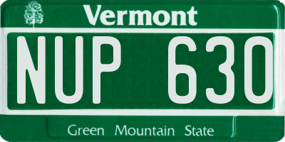 VT license plate NUP630
