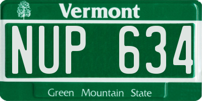 VT license plate NUP634