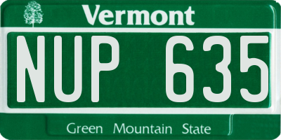 VT license plate NUP635
