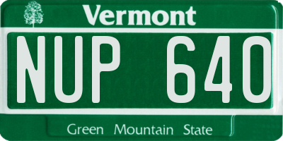 VT license plate NUP640
