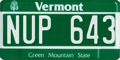VT license plate NUP643