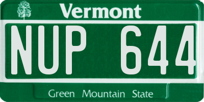 VT license plate NUP644