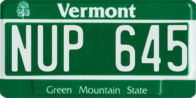 VT license plate NUP645