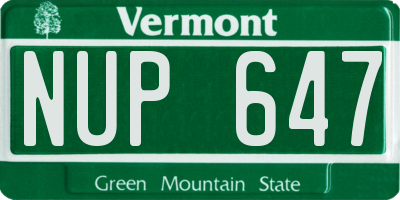 VT license plate NUP647