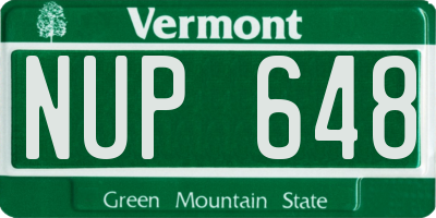 VT license plate NUP648