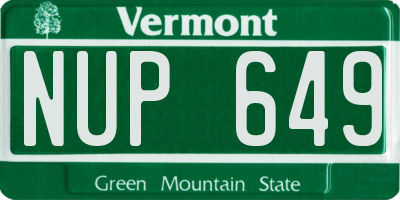 VT license plate NUP649