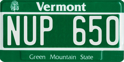 VT license plate NUP650