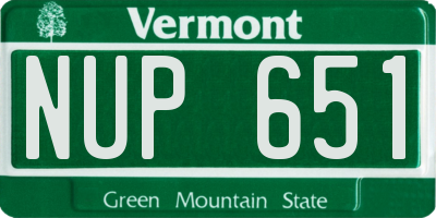 VT license plate NUP651