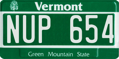 VT license plate NUP654