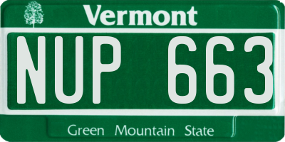 VT license plate NUP663