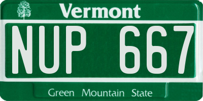 VT license plate NUP667