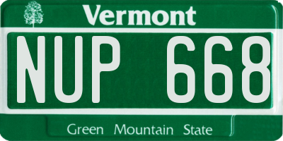 VT license plate NUP668