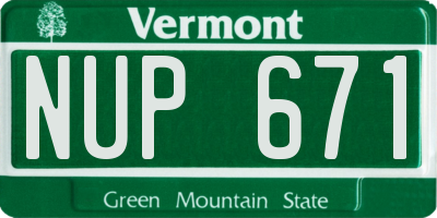 VT license plate NUP671