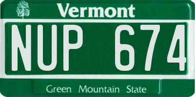 VT license plate NUP674
