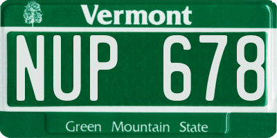 VT license plate NUP678