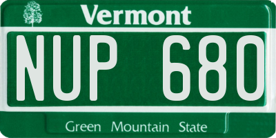VT license plate NUP680