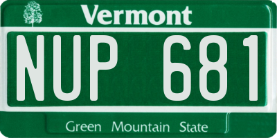 VT license plate NUP681
