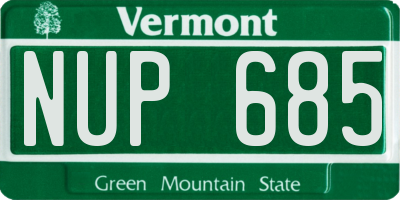 VT license plate NUP685