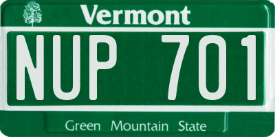 VT license plate NUP701