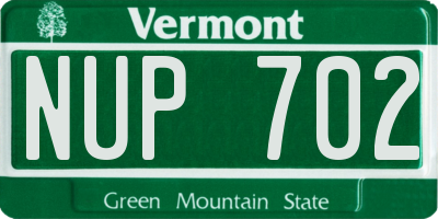 VT license plate NUP702