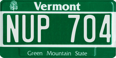 VT license plate NUP704
