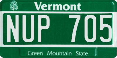 VT license plate NUP705