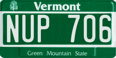 VT license plate NUP706