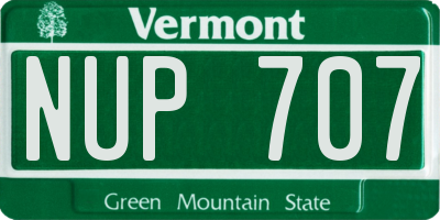 VT license plate NUP707