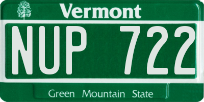 VT license plate NUP722