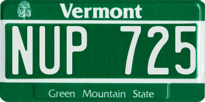 VT license plate NUP725