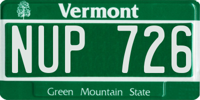 VT license plate NUP726