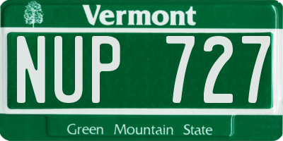 VT license plate NUP727