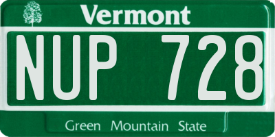 VT license plate NUP728