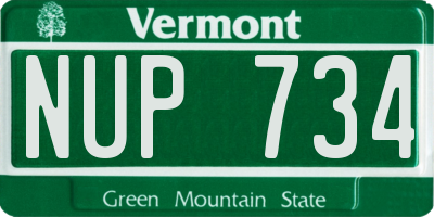 VT license plate NUP734