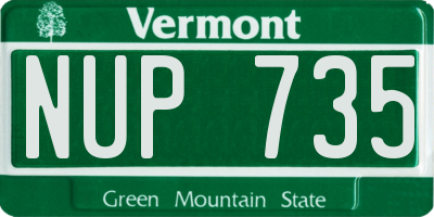 VT license plate NUP735