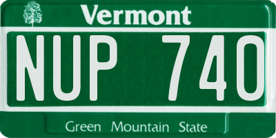 VT license plate NUP740