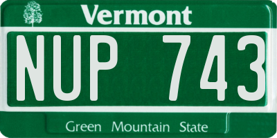 VT license plate NUP743
