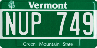 VT license plate NUP749