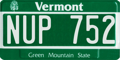 VT license plate NUP752