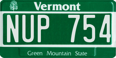 VT license plate NUP754