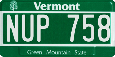VT license plate NUP758