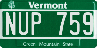 VT license plate NUP759