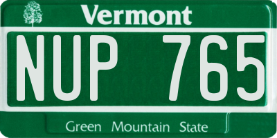 VT license plate NUP765
