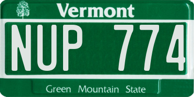 VT license plate NUP774
